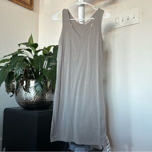 Yaya Women Gray Knit Tank Dress Sz M V Neck Solid stretch